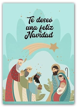 Antracita Tarjeta navidad nacimiento clasico 15x23cm felicitacion navideña portal de Belen