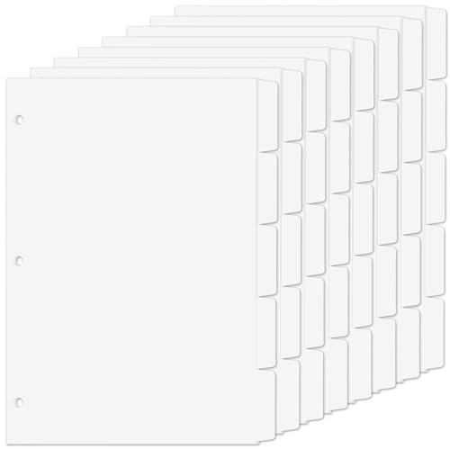 Binder Dividers for 3 Ring Binder, 1/5 Cut Tabs, Letter Size Blank Dividers
