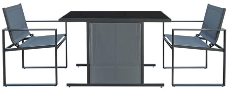Ondis24 Balkonmöbel Gartenmöbel Set, Gartenset klein 3 teilig mit Tisch und 2 klappbaren Stühlen, platzsparend, leicht verstaubar, Sicherheitsglas, grau