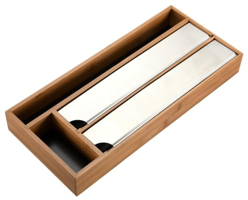 Kesper | Folienspender Bambus, 4 Fächer, 42 x 19 x 5,4 cm | 5904113