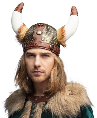 Boland - Casque Viking, Coiffe en matière souple, accessoire de déguisement, pour carnaval ou fête à thème, Brown And Brass