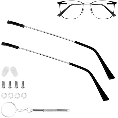 1 Pair Black Replacement Metal Glasses Arms with Screws & Screwdriver - Perfect for Thin Metal Frames and Sunglasses