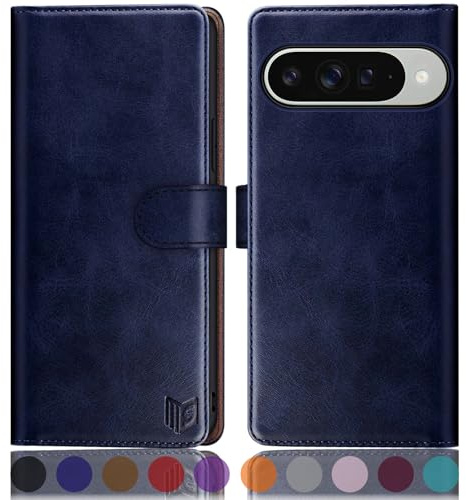 SUANPOT Funda para Google Pixel 10/Google Pixel 10 Pro con Tapa【Bloqueo RFID】de Cuero PU Cierre Magnético，Soporte Plegable，Ranura para Tarjeta Cover para Pixel 10 Phone Case Azul