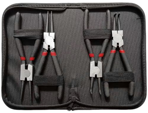 Ksvaye Pinces à Circlips 180mm Anti-dérapantes - Lot de 4 avec Sac de Rangement