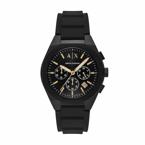 Armani Exchange Watch For Men, Quartz Chronograph Movement and 42mm Case Size with Silicone strap