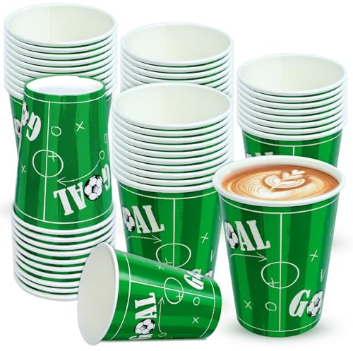 BFB 50 Vasos de Papel de Fútbol 12 onzas Vasos de Fiesta Desechables