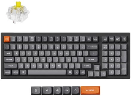 Keychron K4 Max 96% Layout QMK Wireless Custom Mechanical Keyboard, ANSI 100 Keys Bluetooth/2.4 GHz/Wired with RGB Backlight, Hot-swappable Super Banana Switch Gaming Keyboard for Mac/Windows/Linux