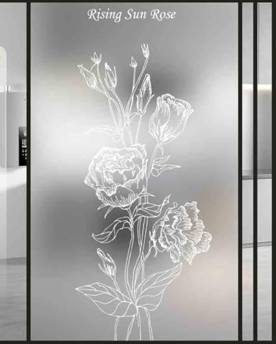Fensterfolie Blickdicht 70X120CM Rose Sichtschutzfolie Fenster von Aussen Anti-Uv,Fenster Folie Blickschutz für Badezimmer, Duschkabine Sowie Türen, Umkleide