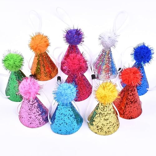 10 Stück Hund Geburtstag Hut Haustier Geburtstagshut Party Dekorationen Mehrfarbige Hundehüte Hunde Geburtstag Niedliche Katzen Hundegeburtstag Hüte für Hochzeiten Welpen Kätzchen Partyhüte (10pc)