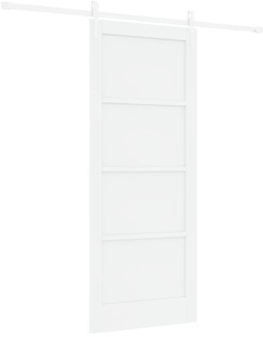 Porte coulissante avec kit de matériel blanc 83x202 cm en bois massif de pin, Porte intérieure ORKDAL blanche 83x202x4 cm en bo