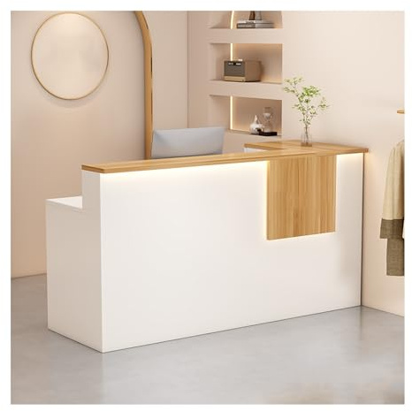 ZHENGQIAN Empfangstheke mit LED-Beleuchtung,Empfangstisch aus Holz,Empfangstheke Empfangstresen,Moderner Empfangstresen mit Theke,für Salon und Büro, Kassenraum(B3,RIGHT-120cm/47.2in)