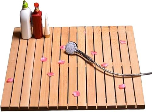 Caillebotis Bois Naturel Salle Bains Douche Baignoire Tapis Solide, Imperméable, Lattes Conception, Anti-dérapants, Pédale Tapis, Intérieur Domicile of