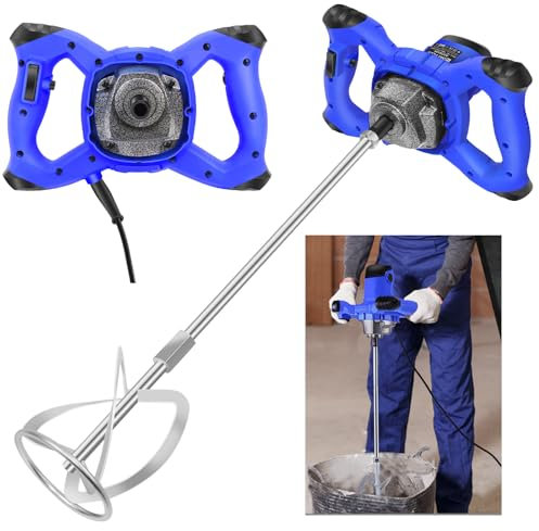 2600W Concrete Mixer Machine Electric Paddle Plaster Plastering Mortar Paint Mixer, M14 Threaded Rod 240 Volt Stirrer 6-Speed Variable Electric Mixer