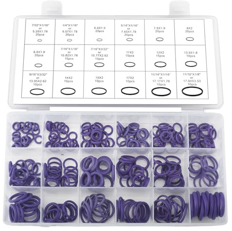 O Rings Kit,Rubber O-Ring Assortment Kit,Universal Car A/C Seals(Purple)