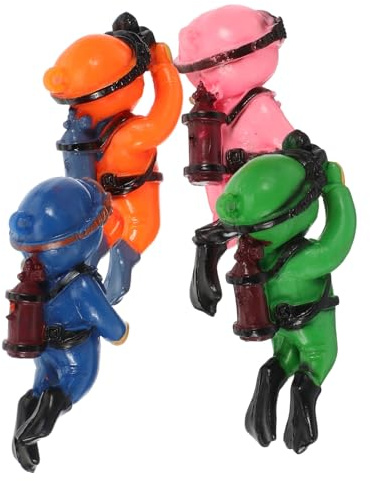 HEMOTON 4 Stück Aquarium Dekoration Resin Schwimmende Taucher Figuren Farbenfrohe Verschleißfeste Aquarien Deko für Lebendige Fischbecken Landschaft Schadstofffrei und Langlebig