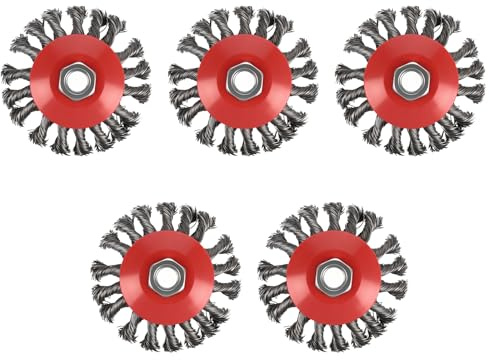 5PCS 100mm Angle Grinder Wire Wheel Brush Set, Twist Knot Wire Brush for Angle Grinder with M14 Thread, Flex Steel Disc Brush for Heavy Rust Removal, Paint Removal, Weld Cleaning and Grinding
