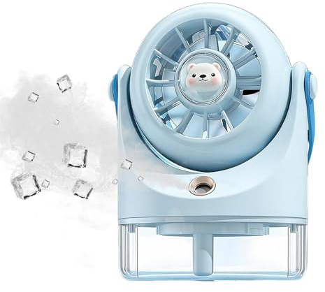 Fan with Mist - 3-Speed Quiet Battery Operated Small - Handheld Fan Portable Mister,for Bedroom Office School Summer Outdoor Travel Camping Hiking Beach Trip Women Kids