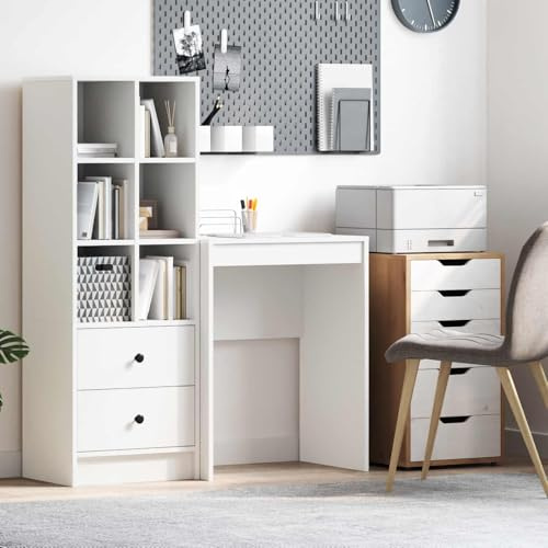 Cartvyn Schreibtisch Weiß Holzwerkstoff 60 x 40 x 76 cm kompakt für Büro Homeoffice Arbeitsplatz mit Stabiler Ablage und einfache Montage platzsparend für PC Laptop Gaming
