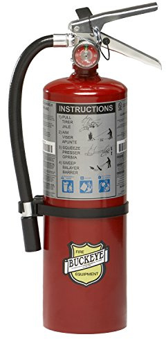 Buckeye 10914 ABC Multipurpose Dry Chemical Hand Held Fire Extinguisher with Aluminum Valve and Wall Hook, 5 lbs Agent Capacity, 3-3/8 Diameter x 7-1/4 Width x 16-3/8 Height