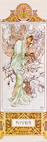 1art1 Alphonse Mucha Poster Die Vier Jahreszeiten II, Winter, 1896 Kunstdruck Bild 158x53 cm