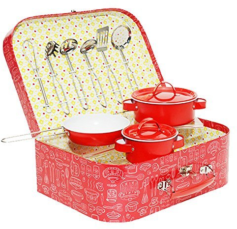 Tiger Tribe Role Play Utensils Set t for Children - Great Tin Kitchen Utensils Set for Girls and Boys - Stunning Alternative to a Wooden Toy Tea Set. Presented in a Wonderful Display Box