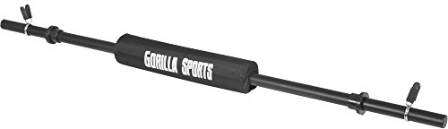 GORILLA SPORTS® Aerobic Langhantel - 130 cm, Set, mit/ohne Polster, Gewichte, 30mm, Federverschlüsse, aus Kunststoff, Schwarz - Langhantelstange, Hantelstange, Krafttraining, Nackenpolster