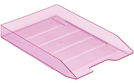 Acrimet Stapelbares Briefablagefach A4, Einzelnes Frontlader-Dokumentenfach aus Kunststoff für das Büro (Transparent Rosa) (1 Stück)