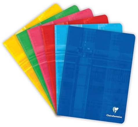 Clairefontaine 3721C CONFEZIONE DA 10 QUADERNI a punto metallico - 17x22 cm - 80 pagine Quadretti grandi - Papier Blanc 90 g - copertina in carta laminata - colores casuales