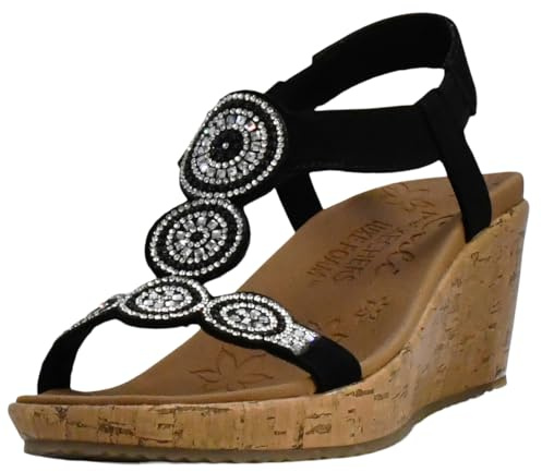 Skechers Beverlee Date Glam Damen-Sandalen, Schwarz, 40 EU