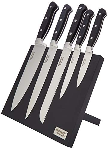 Ross Henery Professional Knives, 5 Piece Stainless Steel Kitchen Knife Set in on a Magnetic Block PREMMAG19