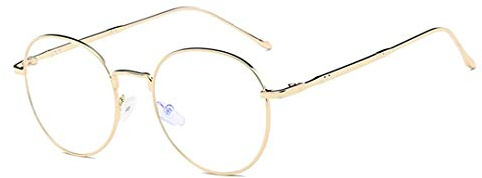 DAUCO Unisex Blaulichtfilter Brille Computerbrille Retro Sixties Style Runde Metall Brillen Damen Herren