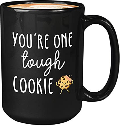 Kaffemugg med kakälskare – du är en tuff kaka – 'Get Well Soon Food Cook kök kaka choklad chip kex bakning hus 44 cl svart