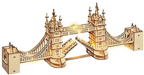 Rolife 3D Wooden Puzzles Tower Bridge Craft Model Kits for Adults to Build Birthday Gift for Family and Friends 113 Pieces
