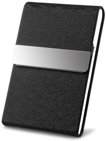 DMFLY Profi Visitenkartenetui Tasche Visitenkartenetui für Damen & Herren PU Leder Multi Kartenetui Kreditkartenetui Kreditkartenetui Namenskartenhalter mit Magnetverschluss Black-Gs