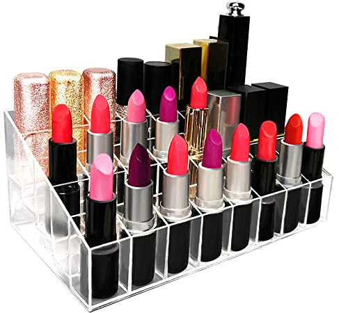 TACYKIBD Lippenstift Organizer und Halter - Kosmetik Aufbewahrung Make Up Organizer Arcyl Transparent Ständer (40 Plätze)