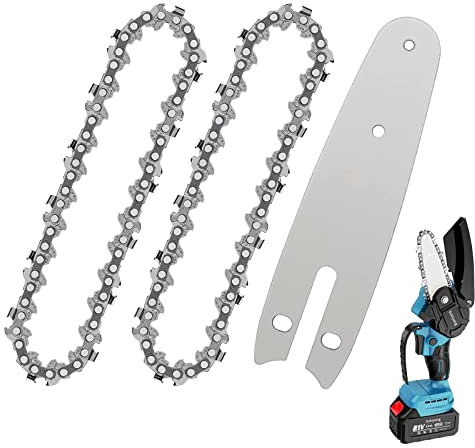 2pcs Cadena de motosierra 2pcs 4 pulgadas Mini cadena de motosierra con 1pcs cadena de motosierra de repuesto. para trabajar la madera recorte de jardín cadena de motosierra (4 pulgadas + barra)