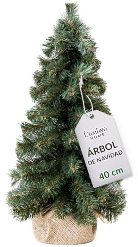 Creative Home Kleiner Weihnachtsbaum Tannenbaum Künstlich 40 cm | Künstlicher Weihnachtsbaum Deko Jutesack | Christbaum für Tisch Fensterbrett Büro | Innen, Außen | Geschenk Weihnachtsdeko