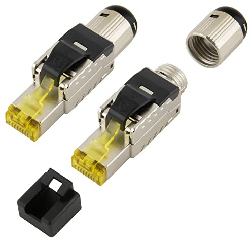 SeKi 2 conectores de red RJ45 sin herramientas CAT 8.1 en carcasa de metal, apto para cables de colocación y cables de conexión; enchufe LAN para cable de red compatible con CAT5, CAT7, CAT6a, DSL