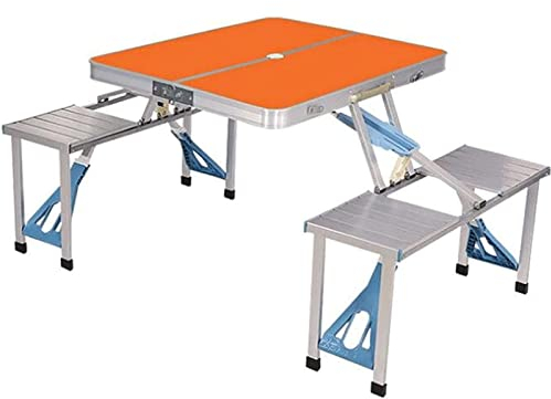 Breit Einteiliger Klapptisch Klapphocker Picknicktisch mit breitem und dickem Teleskopgriff Aluminium Campingtisch Orang Dauerhaft