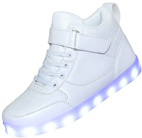 Kids Light up Shoes Led Sneakers USB Charging Flashing Trainers for Boys Girls High Top Sneakers White30