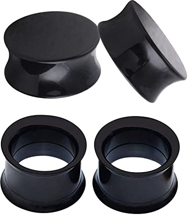 Dsnyu Tunnel Acryl Schwarz, Ohr Expander Set Tunnel Plug Edelstahl | 2 Paar Ohrringe Modeschmuck für Hochzeit 10/12/18mm
