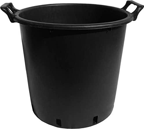 OptiProducts 5 x 35 Litre Heavy Duty Large Plastic Plant Pots Planter with Handles Indoor Outdoor Garden Tree Planters Containers