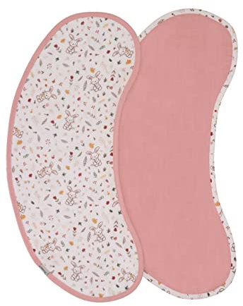 Sterntaler Spucktuch Doppelpack Hase, Baumwollmusselin, uni und gemustert, Schultertuch, 61 x 23,5 cm, für Neugeborene, Mädchen, Geschenk Idee