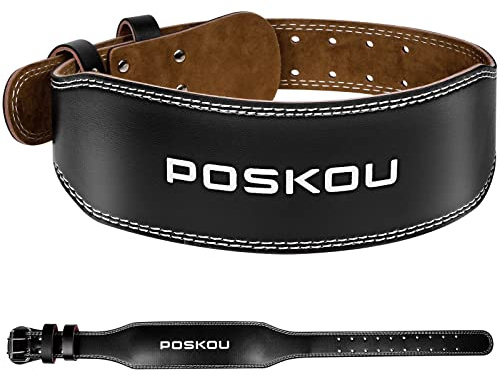 POSKOU Cintura Palestra Donna Uomo Supporto Lombare Imbottito 10.2cm Powerlifting Bodybuilding Deadlifts Squat Esercizio Allenamento (Nero, L: Adatta a circonferenza vita 79-91 cm)