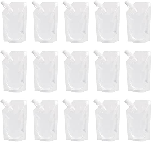 15 Piezas Frascos de Plástico para Bebidas y 2 Embudos, Bolsas Reutilizables para Bebidas Bolsa de Bebida Oculta, Bolsa de Líquido de Viaje para Champú y gel de Baño (200ml)