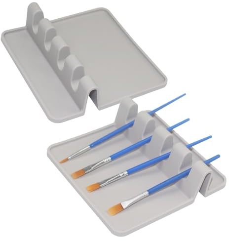 Yedadone Paquete de 2 soportes de silicona para pinceles de pintura con 4 ranuras para acuarela, pintura acrílica al óleo