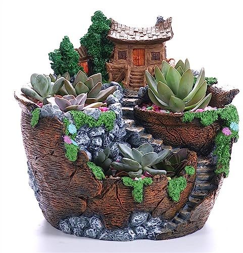 LIBANGRONG-888 Blumentöpfe, Blumentöpfe, Sukkulenten, Bonsai-Harz-Pflanzgefäße, Garten, Desktop-Ornamente, dekorative Töpfe, Bonsai-Landschaftsbau, Pflanzenzucht, Blumentopf, (Farbe: A)