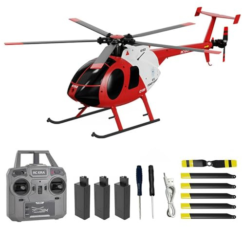 Hylukon Ferngesteuerter Hubschrauber, 2.4G 6CH UAV 1:28 Bürstenloser Motor RC Hubschrauber Single Blade Flybarless Remote Hubschrauber RTF mit optischer Flusslokalisierung
