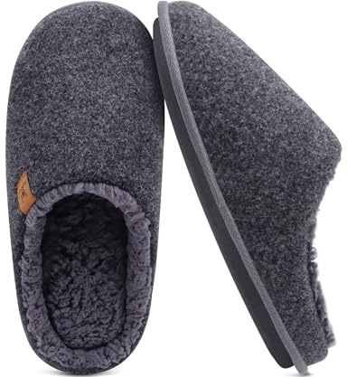 KuaiLu Zapatillas Hombre Fieltro Pantuflas CáLidas Peluche Para Interior