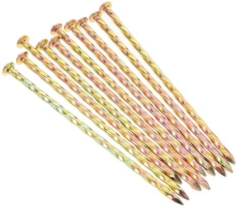 BCOATH Lot de 10 Piquets De Bordure Métalliques Spirale 15 Cm pour Gazon Artificiel Et Jardin, Clous De Terrain De Camping Robustes en Acier Au Carbone pour Fixation Stable Extérieure